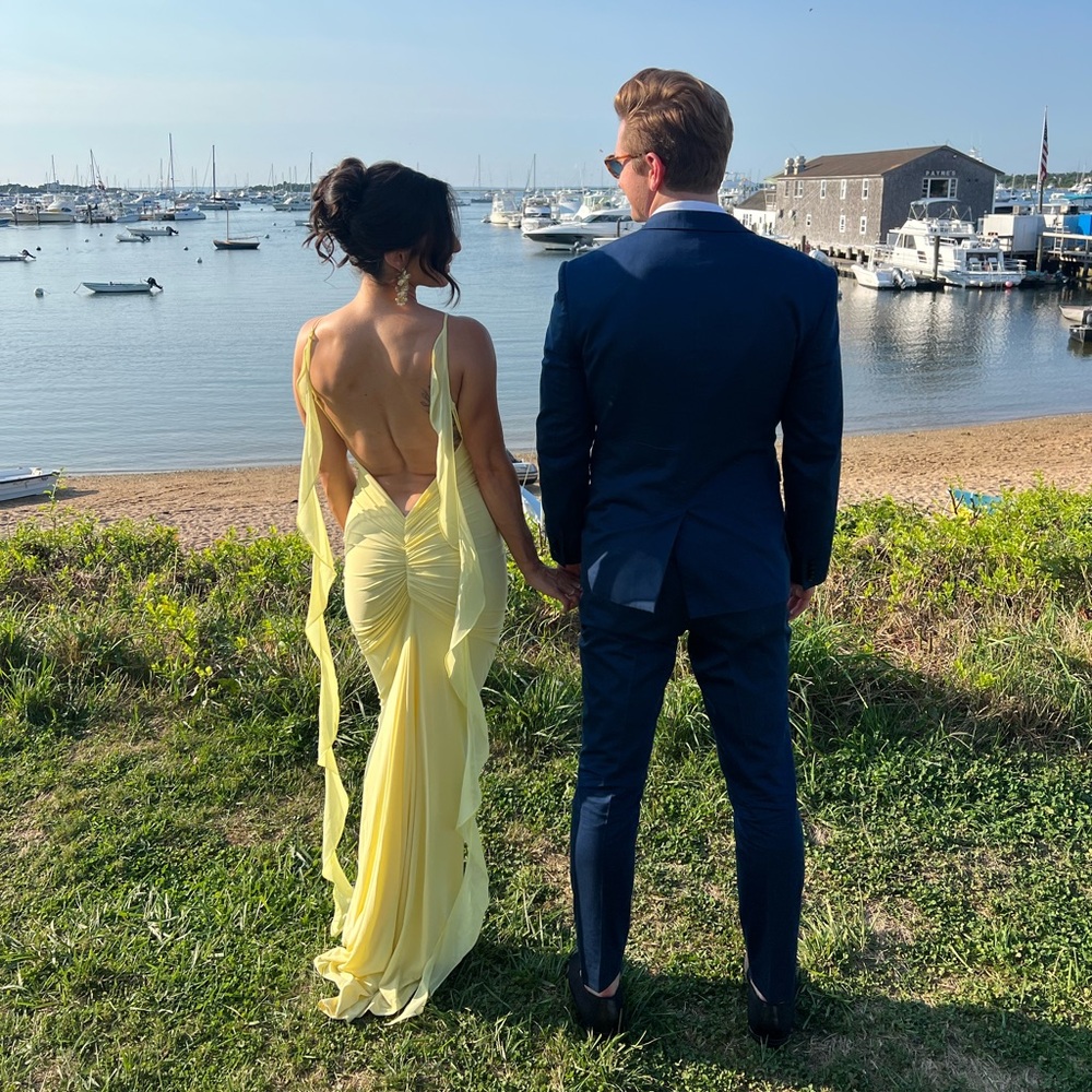 Yellow backless gown